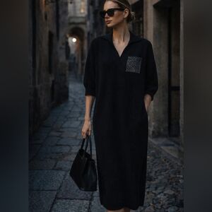 ✨ PESERICO Metallic Pocket Knit Midi Dress - IT Size 42 - (US Size 6-8)